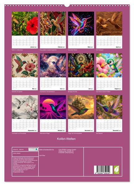Produktbild: Kolibri-Welten (hochwertiger Premium Wandkalender 2027 DIN A2 hoch), Kunstdruck in Hochglanz