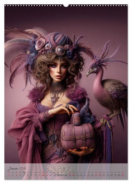 Produktbild: Eleganz der Exotik - Femme Fatale im Boh&egrave;me-Chic mit tierischen Begleitern (Wandkalender 2026 DIN A2 hoch), CALVENDO Monatskalender