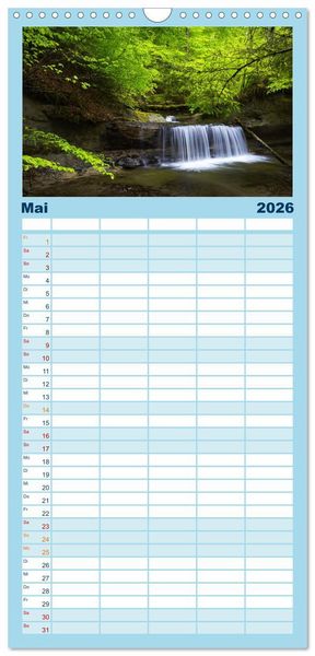 Produktbild: Familienplaner 2026 - Waldb&auml;che - Im Wandel der Jahreszeiten mit 5 Spalten (Wandkalender, 21 x 45 cm) CALVENDO