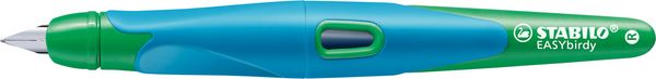 Produktbild: STABILO Ergonomischer Schulf&uuml;ller f&uuml;r Rechtsh&auml;nder mit Anf&auml;nger-Feder A -   EASYbirdy in himmelblau/grasgr&uuml;n - Einzelstift - inklusive Patrone