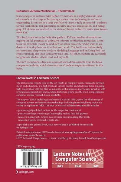 Produktbild: Deductive Software Verification &ndash; The KeY Book