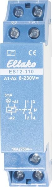 Produktbild: Stromsto&szlig;-Schalter Hutschiene Eltako ES12-110 1 Schlie&szlig;er, 1 &Ouml;ffner 230 V/DC, 230 V/AC 16 A 2000 W 1 St.