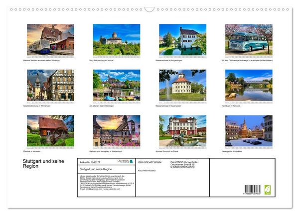 Produktbild: Stuttgart und seine Region (Wandkalender 2026 DIN A2 quer), CALVENDO Monatskalender