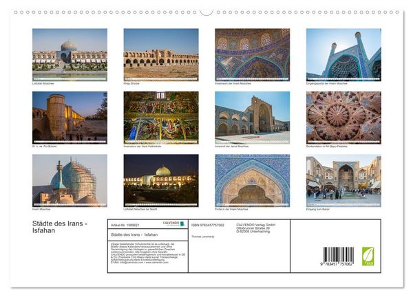 Produktbild: St&auml;dte des Irans - Isfahan (hochwertiger Premium Wandkalender 2026 DIN A2 quer), Kunstdruck in Hochglanz