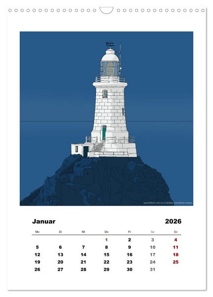 Produktbild: Leuchtt&uuml;rme der Welt - illustriert (Wandkalender 2026 DIN A3 hoch), CALVENDO Monatskalender