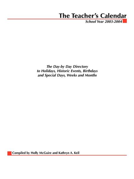 Produktbild: The Teacher's Calendar, School Year 2003-2004