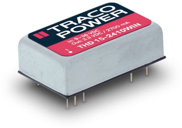 Produktbild: TracoPower THD 15-2423WIN DC/DC-Wandler, Print 24 V/DC 15 V/DC, -15 V/DC 500 mA 15 W Anzahl Ausg&auml;nge: 2 x Inhalt 1 St.