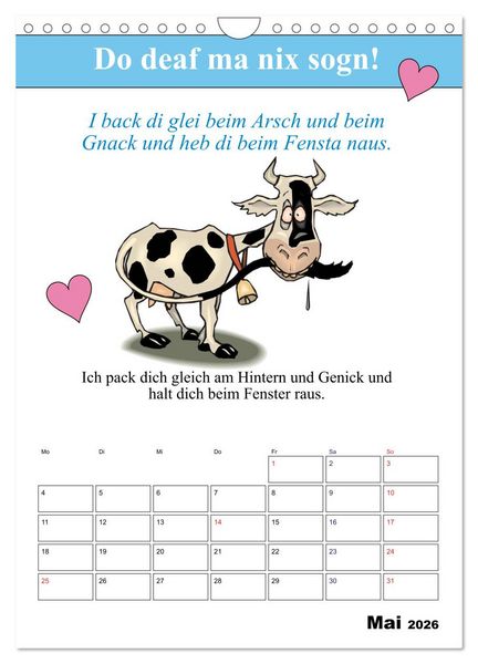 Produktbild: So a Schmarrn! Bairische Mundart (Wandkalender 2026 DIN A4 hoch), CALVENDO Monatskalender