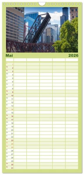 Produktbild: Familienplaner 2026 - CHICAGO Stadtzentrum mit 5 Spalten (Wandkalender, 21 x 45 cm) CALVENDO