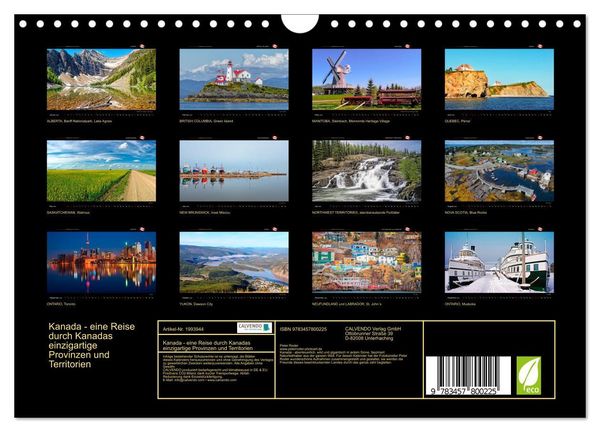 Produktbild: Kanada - eine Reise durch Kanadas einzigartige Provinzen und Territorien (Wandkalender 2026 DIN A4 quer), CALVENDO Monatskalender