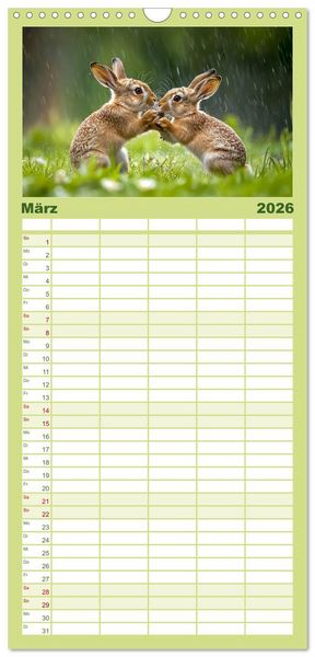 Produktbild: Familienplaner 2026 - Wilde Tierwelt im Wald mit 5 Spalten (Wandkalender, 21 x 45 cm) CALVENDO