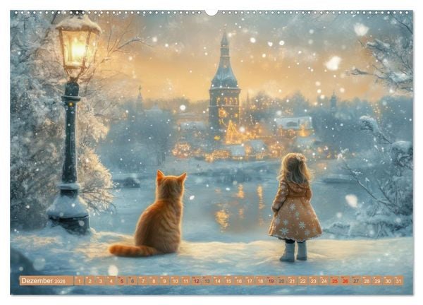 Produktbild: Vertr&auml;umte Begegnungen - Kinderkalender (hochwertiger Premium Wandkalender 2026 DIN A2 quer), Kunstdruck in Hochglanz