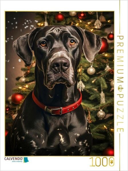 CALVENDO Puzzle Deutsche Dogge, es weihnachtet | 1000 Teile Lege-Größe 64x48cm Foto-Puzzle für glückliche Stunden