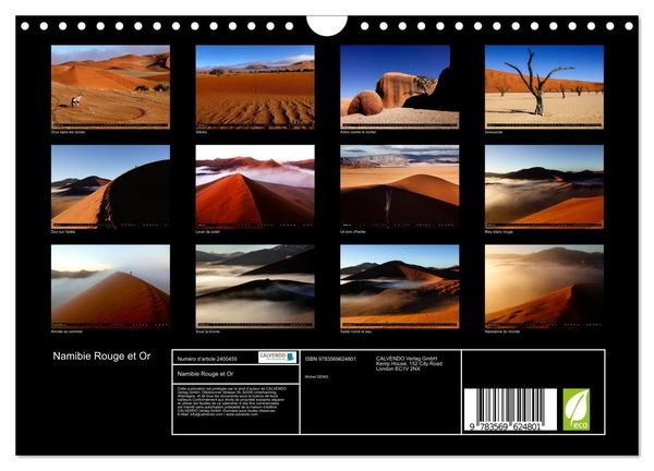 Produktbild: Namibie Rouge et Or (Calendrier mural 2027 DIN A4 vertical), CALVENDO calendrier mensuel
