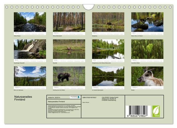Produktbild: Naturparadies Finnland (Wandkalender 2026 DIN A4 quer), CALVENDO Monatskalender