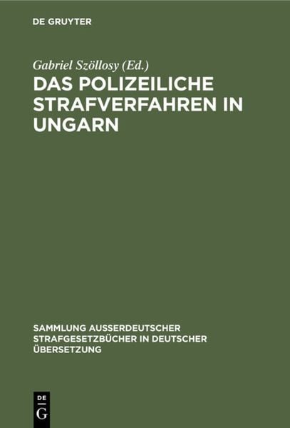 Produktbild: Das polizeiliche Strafverfahren in Ungarn