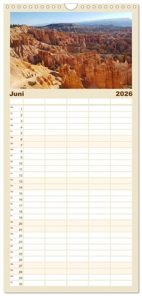 Produktbild: Familienplaner 2026 - USA Nationalparks - Familienplaner / Kalender - Eine Reise durch die Vielfalt und Sch&ouml;nheit der Naturparks Nordamerikas mit 5 Spalten (Wandkalender, 21 x 45 cm) CALVENDO
