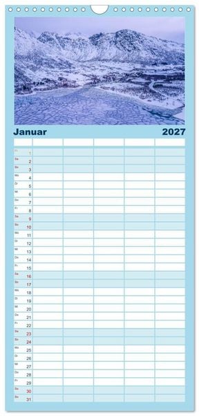 Produktbild: Familienplaner 2027 - Troms&oslash; in der Polarnacht mit 5 Spalten (Wandkalender, 21 x 45 cm) CALVENDO