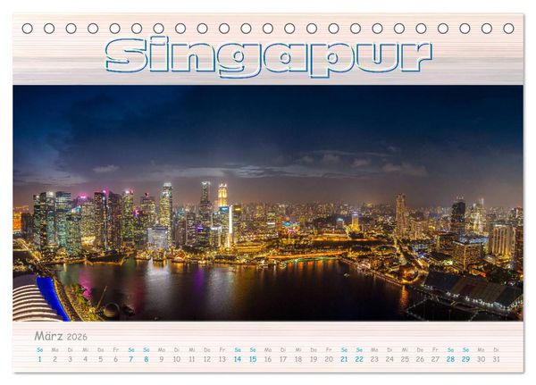 Produktbild: Singapur als Panorama (Tischkalender 2026 DIN A5 quer), CALVENDO Monatskalender