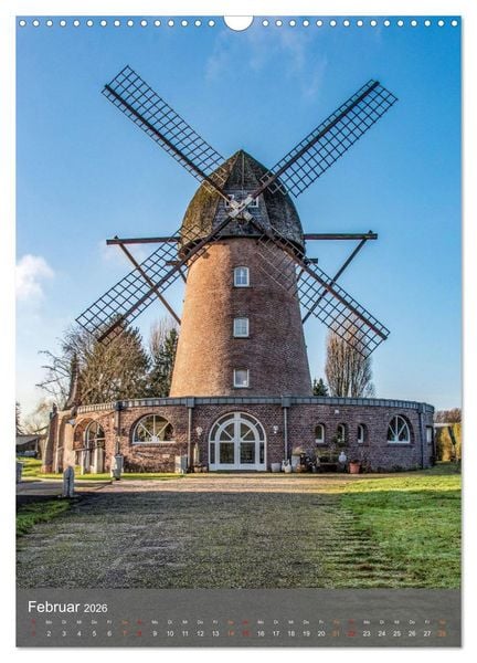 Produktbild: Windm&uuml;hlen mit Fl&uuml;gel am Niederrhein (Wandkalender 2026 DIN A3 hoch), CALVENDO Monatskalender