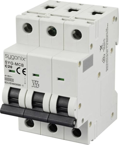Sygonix SY-6441086 SYG-MCB 3P/C20/6KA Leitungsschutzschalter 3polig 20A 415 V/AC