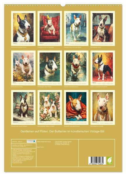 Produktbild: Gentlemen auf Pfoten. Der Bullterrier im k&uuml;nstlerischen Vintage-Stil (hochwertiger Premium Wandkalender 2027 DIN A2 hoch), Kunstdruck in Hochglanz