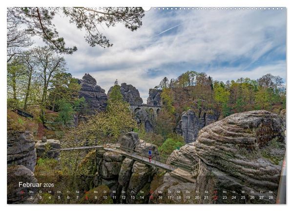 Produktbild: Elbsandsteingebirge - Rund um die Bastei (hochwertiger Premium Wandkalender 2026 DIN A2 quer), Kunstdruck in Hochglanz