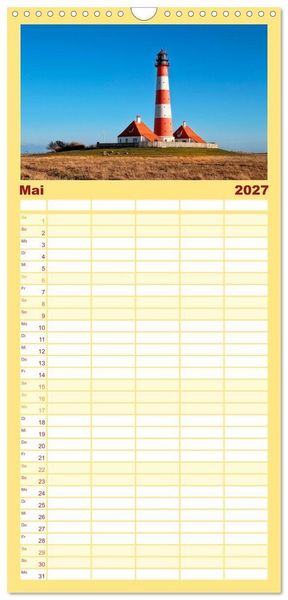 Produktbild: Familienplaner 2027 - Leuchtt&uuml;rme - maritime Wegweiser mit 5 Spalten (Wandkalender, 21 x 45 cm) CALVENDO