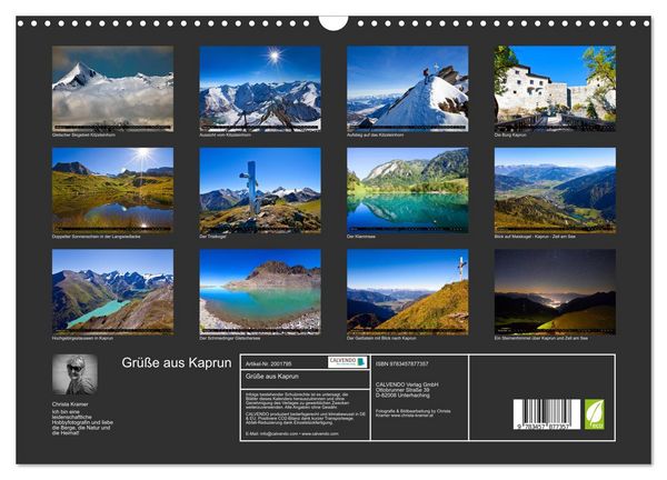 Produktbild: Gr&uuml;&szlig;e aus Kaprun (Wandkalender 2026 DIN A3 quer), CALVENDO Monatskalender