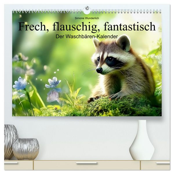 Produktbild: Frech, flauschig, fantastisch - Der Waschb&auml;ren-Kalender (hochwertiger Premium Wandkalender 2026 DIN A2 quer), Kunstdruck in Hochglanz
