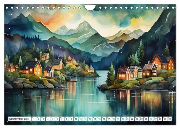 Produktbild: Aquarelltr&auml;ume am See (Wandkalender 2026 DIN A4 quer), CALVENDO Monatskalender