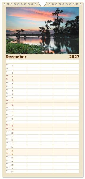 Produktbild: Familienplaner 2027 - Louisiana - S&uuml;mpfe und Plantagenh&auml;user mit 5 Spalten (Wandkalender, 21 x 45 cm) CALVENDO