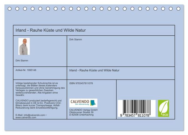 Produktbild: Irland - Rauhe K&uuml;ste und Wilde Natur (Tischkalender 2026 DIN A5 quer), CALVENDO Monatskalender