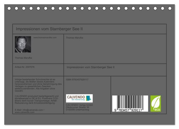 Produktbild: Impressionen vom Starnberger See II (Tischkalender 2026 DIN A5 quer), CALVENDO Monatskalender
