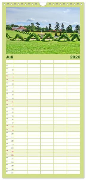 Produktbild: Familienplaner 2026 - Schlossgarten Neustrelitz mit 5 Spalten (Wandkalender, 21 x 45 cm) CALVENDO