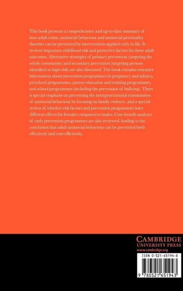 Produktbild: Early Prevention of Adult Antisocial Behaviour