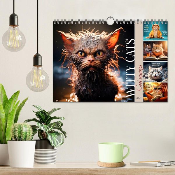 Produktbild: WITTY CATS Cool sayings (Wall Calendar 2026 DIN A4 landscape), CALVENDO 12 Month Wall Calendar