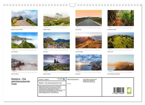 Produktbild: Madeira - Die atemberaubende Insel. (Wandkalender 2026 DIN A3 quer), CALVENDO Monatskalender