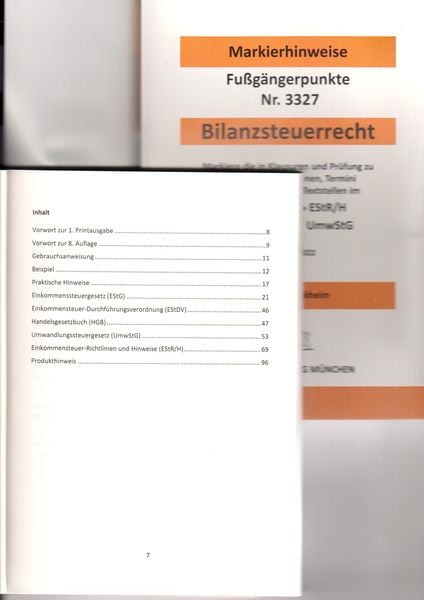 BILANZSTEUERRECHT Dürckheim-Markierhinweise/Fußgängerpunkte für das Steuerberaterexamen: Dürckheim'sche Markierhinweise