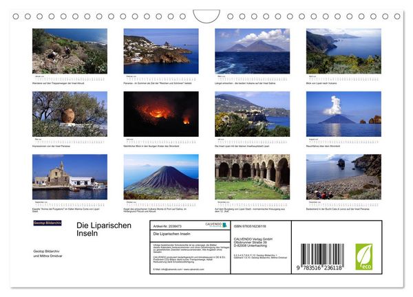 Produktbild: Die Liparischen Inseln (Wandkalender 2026 DIN A4 quer), CALVENDO Monatskalender
