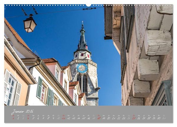 Produktbild: Zw&ouml;lf Monate in T&uuml;bingen (hochwertiger Premium Wandkalender 2026 DIN A2 quer), Kunstdruck in Hochglanz