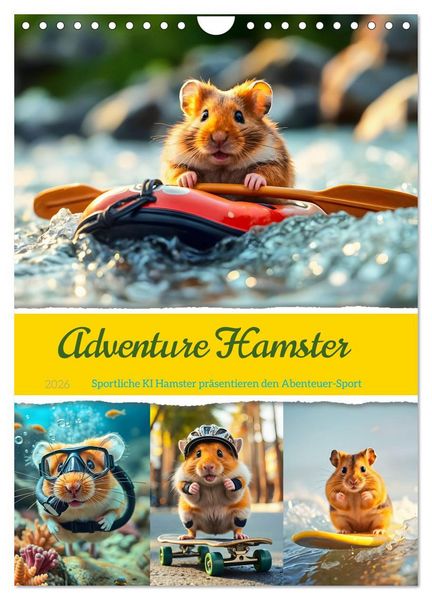 Produktbild: Adventure Hamster - Sportliche KI Hamster pr&auml;sentieren den Abenteuer-Sport (Wandkalender 2026 DIN A4 hoch), CALVENDO Monatskalender