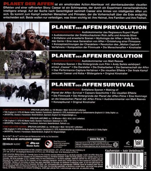 Produktbild: Planet der Affen Triologie [3 BRs]