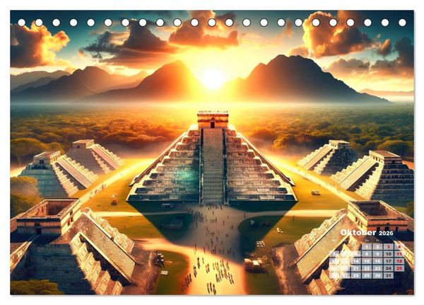 Produktbild: Weltwunder: Antike und neue: Visualisiert durch Moderne KI-Kunst (Tischkalender 2026 DIN A5 quer), CALVENDO Monatskalender