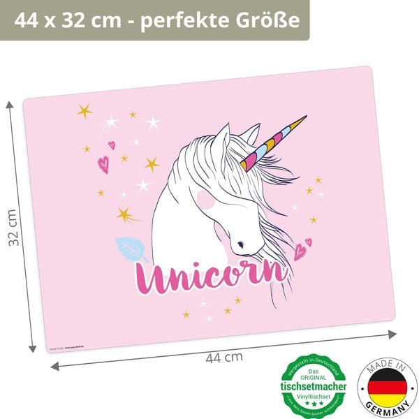 Produktbild: Tischsetmacher Tischset f&uuml;r Kinder Unicorn, aus hochwertigem Vinyl , 44 x 32 cm