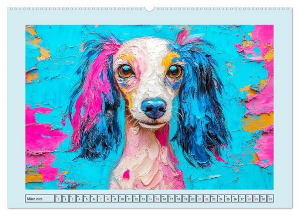 Produktbild: Hunde Paintings. Moderne Portraits in &Ouml;loptik (hochwertiger Premium Wandkalender 2026 DIN A2 quer), Kunstdruck in Hochglanz