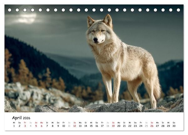Produktbild: W&ouml;lfe im Mondlicht - Ruf der Wildnis (Tischkalender 2026 DIN A5 quer), CALVENDO Monatskalender