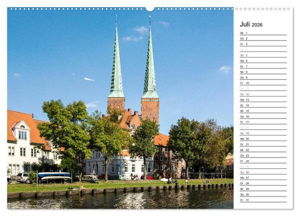 Produktbild: Hansestadt L&uuml;beck / Geburtstagskalender (hochwertiger Premium Wandkalender 2026 DIN A2 quer), Kunstdruck in Hochglanz