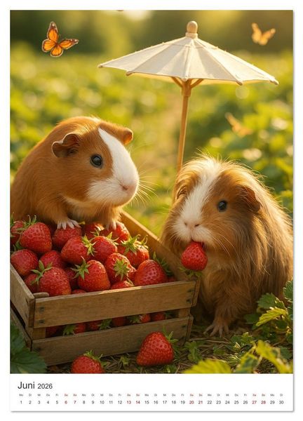 Produktbild: Cozy Moments - Meerschweinchen Kalender (hochwertiger Premium Wandkalender 2026 DIN A2 hoch), Kunstdruck in Hochglanz