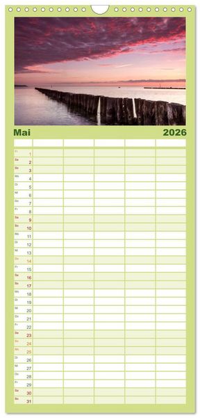 Produktbild: Familienplaner 2026 - Ostsee Sehnsucht mit 5 Spalten (Wandkalender, 21 x 45 cm) CALVENDO